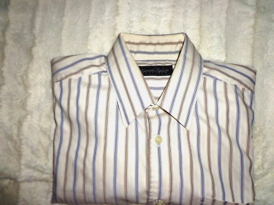 Kenneth Roberts Platinum Luxury Mens Dress Shirt Striped Blue/White SZ Large - Image 1 of 4