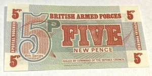 British Armed Force 5 Five New Pence Note 6th Series GREAT BRITAIN - Bild 1 von 2