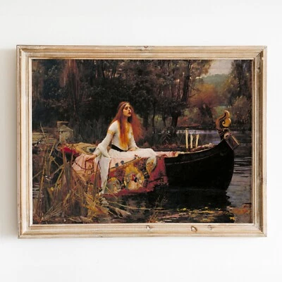 The Lady of Shalott John William Waterhouse Girl In Boat Wall Art Poster Print - Image 1 of 4