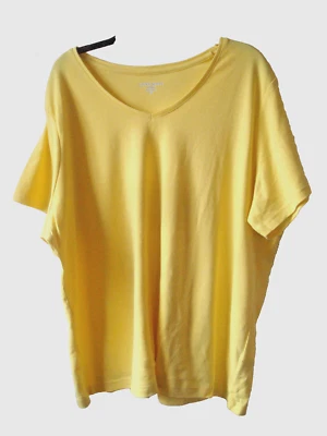 Top de algodón con cuello en V amarillo talla 2X para dama Plus NUEVO Foto 1 de 2