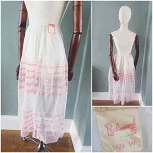 Vintage Net Petticoat 1950s White Pale Pink Stripe Nylon Sheer Ladies Unworn 50s - Picture 1 of 18