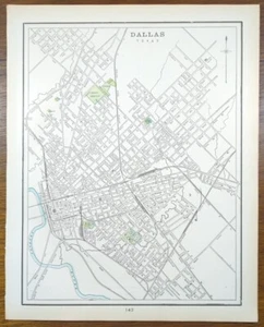 Vintage 1900 DALLAS TEXAS Map 11"x14" Old Antique Original DALLAS BAPTIST UNIV - Picture 1 of 13