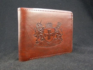 Small Handmade Leather Wallet / Purse - Knights Templars Masonic heraldic motif - Picture 1 of 6