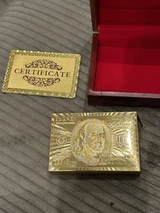 5er Set -999,9 Gold Spielkarten mit Holzetui Zertifikat Folie Gold - Bild 1 von 8