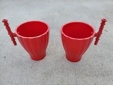 VTG French Jamie Hayon Piper Heidsieck Red Acrylic Champagne Ribbed Ice Buckets 