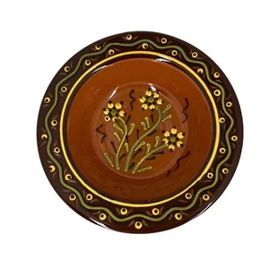 Breininger Redware Art Pottery 2000 Flowers Floral Decorative Bowl 9.5" Preowned - Picture 1 of 6