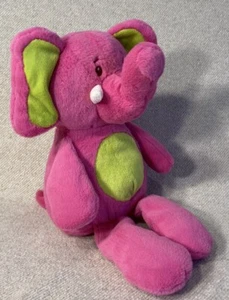 Animal Adventure Elephant Pink & Green Plush Stuffed Animal Baby Toy Sewn Eyes - Picture 1 of 5