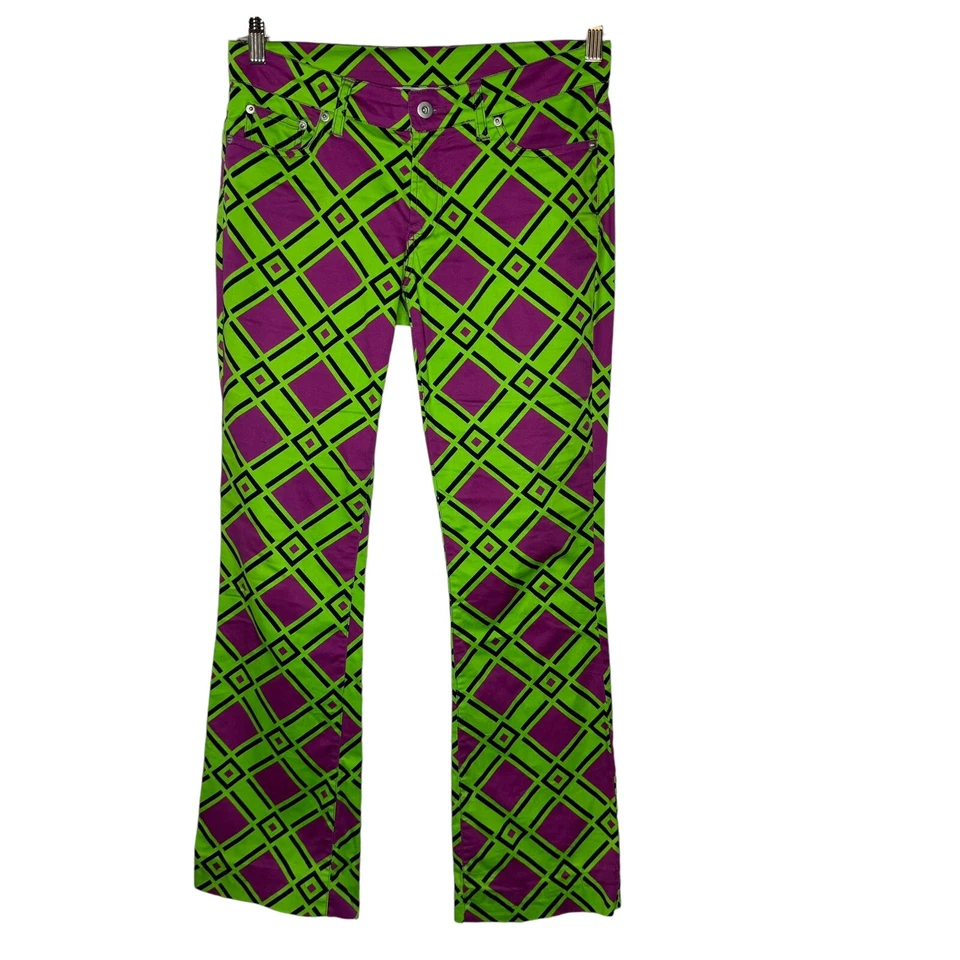 Calça de golfe feminina Loudmouth verde roxo diamante 4 - Imagem 1 de 4