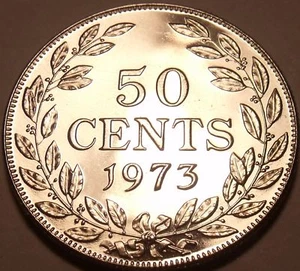 Rare Proof Liberia 1973 50 Cents~Only 11,000 Minted~Invest In Proof Coins~Fr/Shi - Picture 1 of 2