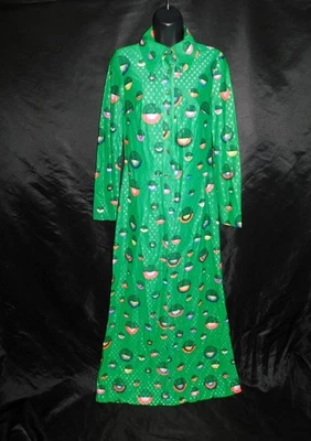 Maxi Camisa Vestido De Colección Años 70 Melissa Lane S Verde Arte Pop Rosa Punto Azul Foto 1 de 4