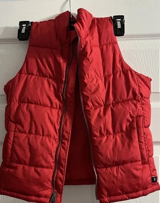 Gap S Niños Chaleco Rojo Cremallera Completa Burbuja Chaqueta con Bolsillos Foto 1 de 4