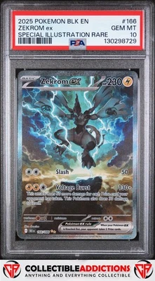 2025 Pokemon Blk En-Black Bolt #166 Zekrom Ex Special Illustration Rare PSA 10 - Image 1 of 2