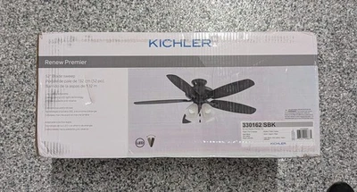 KICHLER Renew Premier 52 in. Indoor Satin Black Ceiling Fan Pull Chain 330162SBK - Image 1 of 4