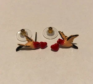 Les Nereides Emaille Herz & Vogel Ohrstecker - Bild 1 von 10
