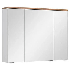 Spiegelschrank Badezimmerschrank B x H 80 x 61,1 cm Weiß Holzoptik - Bild 1 von 5