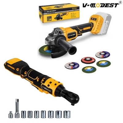 V-MODEST For Dewalt 20V Max Battery Cordless Ratchet Wrench/Angle Grinder Tool Combo Kit