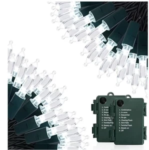 KOUQIYA Battery Christmas Lights 2 Pack, 17ft 50 LED Mini String Light with Auto - Picture 1 of 6