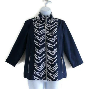 Chicos Zenergy Jacket 0 / Sm Neema Zip Up Blue Print Travel Golf Chico's - Picture 1 of 9
