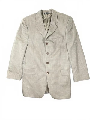 Blazer Baracuta Suave Para Hombre Lana Tostado Claro con Cierre de 4 Botones Lessona Talla 42L Foto 1 de 4