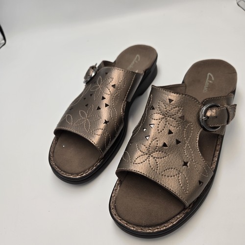 CLARKS Sandali donna Clark’s in pelle slip on floreali taglia 10W usati in ottime condizioni