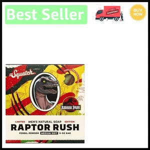 Jurassic Park Raptor Rush All-Natural Bar Soap for Men - 5oz Exfoliating Luxury - Picture 1 of 2