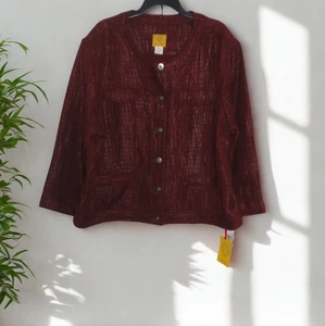 Ruby Rd. (Size 18) Plus Size Plum Textured Jacket - NWT - Picture 1 of 3