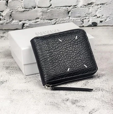 Maison Margiela MM6 Unisex Cuero Dinero Plegable Cremallera Cartera Estuche de Mano Negro Foto 1 de 4