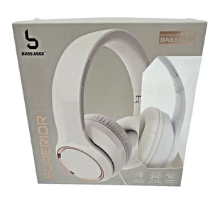 Superior Bass Jaxx Premium Stereo Over Ear Foldable Headphones 3.5mm White New - Picture 1 of 6