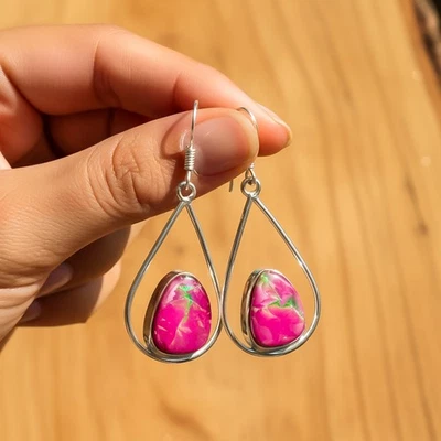 Triplet Opal Gemstone 925 Sterling Silver Earring Handmade Jewelry Gift For Her - Image 1 of 3