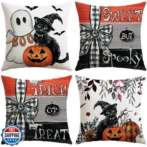 Artscope Halloween Decorative Throw Pillow Covers 18x18 Inch Set of 4, Ghost  - Picture 1 of 5