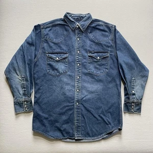 Vintage Big Mac Denim Western Hemd Herren Large Blue Pearl Snap Workwear Passe - Bild 1 von 16