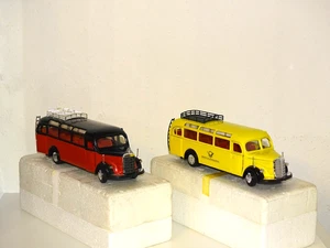 NZG 1:40 2x Mercedes Benz Omnibus 0 3500 Deutsche Post + zivil in Box - Bild 1 von 6
