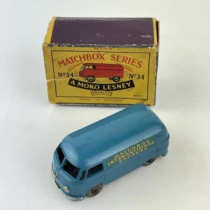 Vintage Boxed Matchbox Lesney Moko Volkswagen Van No. 34 Box A/F - Picture 1 of 14