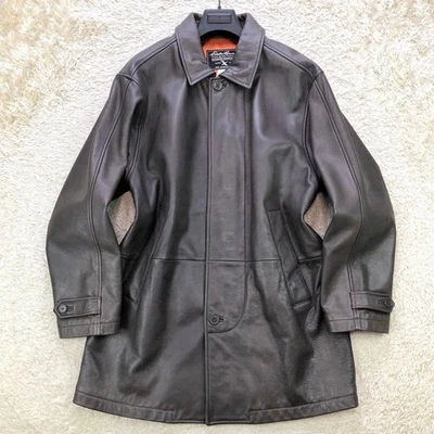 vintage EDDIE BAUER car coat  brown COWHIDE leather jacket  S size Men - Image 1 of 4
