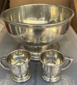 Zinn BANKS Rum Bowle Schale und 6 Tassen Glas als Display für Promos - Bild 1 von 4