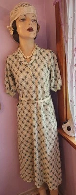 Vestido de punto de algodón verde vintage de los años 30 de la NRA ropa deportiva M Foto 1 de 4