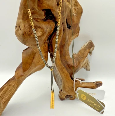 Collar Gorjana Pirita Cuentas Y, Diseño de Hilo Dorado y Gris Ajustable Foto 1 de 4