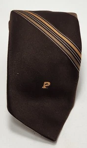 Pierre Cardin Vintage Men's Tie 100% Imported Polyester Brown Diagonal Stripes - Picture 1 of 5