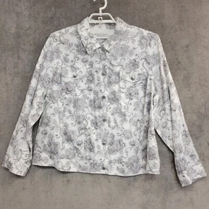 Lucy & Laurel Jacket Womens Plus 3X Linen Shirt Button Shacket Floral White - Picture 1 of 13