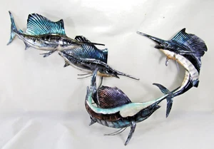 Segelfisch Schule Metall mit Capiz Finish Wandbild Sea Life Dekor - Bild 1 von 2