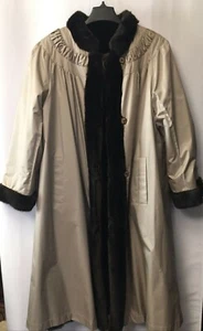 Impermeabile invernale marrone pelliccia sintetica reversibile vintage pesante M Sportowne Futur - Foto 1 di 12