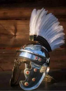 Vintage Gallic Helmet medieval Antique Brass Steel Late Roman Helmet With Plume - Picture 1 of 5