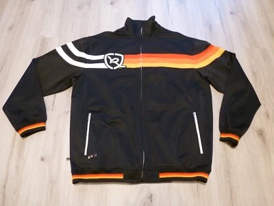 VTG ROCAWEAR Track Full Zip Jacket Mens XL Black Embroidered Orange Yellow READ* - Image 1 of 4