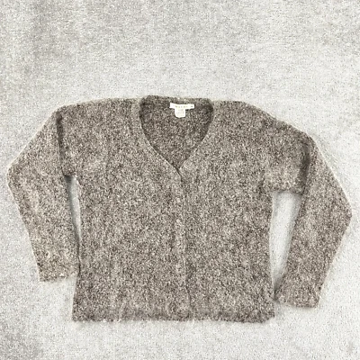 TWEEDS Cardigan Sweater Womens Small Merino Wool Kid Mohair Brown Made in Italy - Image 1 of 4
