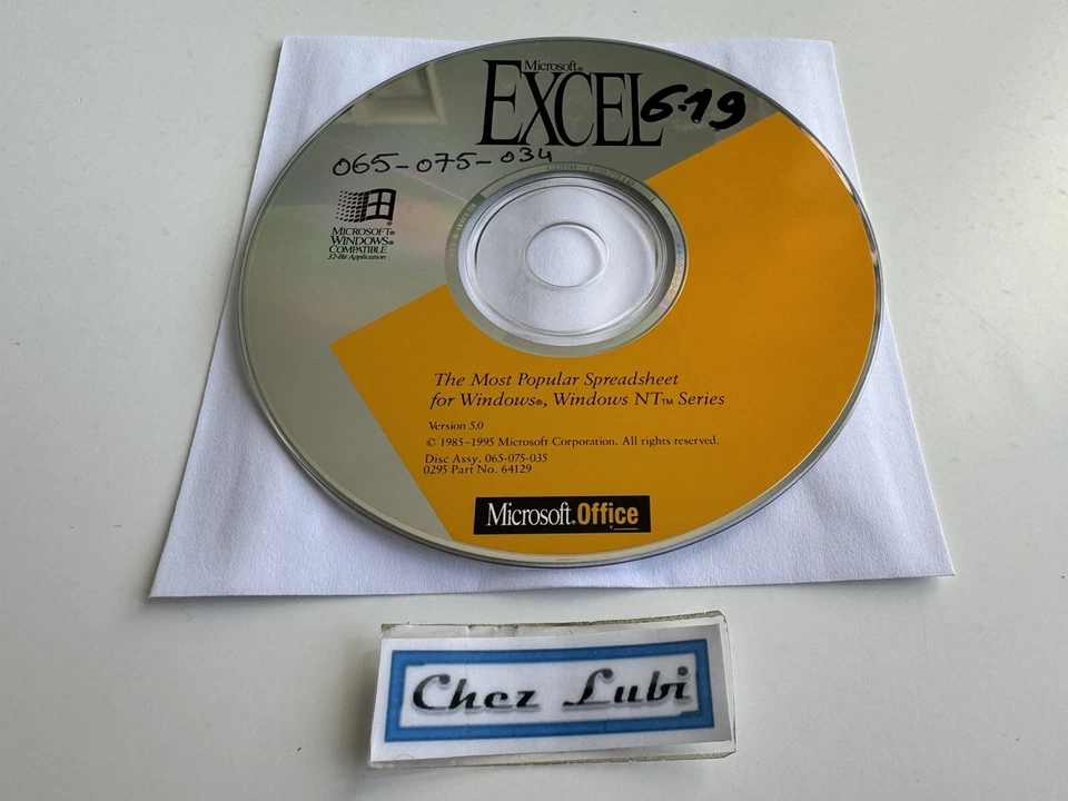 Microsoft Office Excel Version 5.0 - Windows NT - PC - CD Seul - 1995 - Image 1 of 1