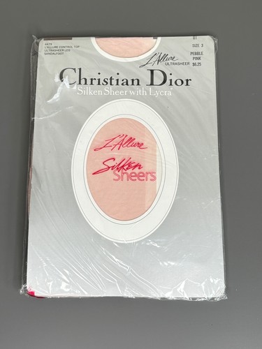 Collant Christian Dior L'Allure Silken trasparente rosa ciottolo anni 80 90 vintage