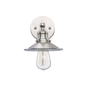 Hampton Bay Glenhurst 1-Light Brushed Nickel Indoor Wall Sconce w/ Metal Shade - Picture 1 of 5
