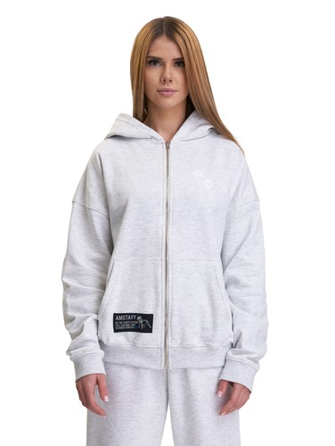 SACAI Amstaff Woman Basic Zip Hoodie Donna Felpa Giacca Donna Cappuccio Maglione Grigio