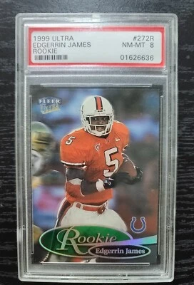 1999 Fleer Ultra EDGERRIN JAMES PSA 8 Rookie Card #272R LOW POP Colts Hurricanes - Image 1 of 3
