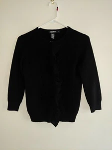 DKNY Petite Black Cardigan W/ Ruffle - Picture 1 of 5